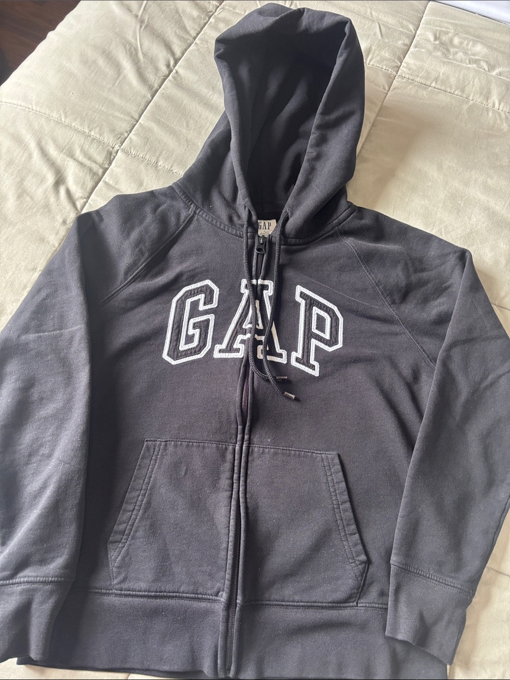 GAP Black Full-Zip Hooded Sweatshirt with Logo